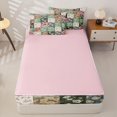 thumbnail image 4 of Erosebridal Vintage Floral Pattern Zipper Twin Comforter Sets with Fitted Sheet and 2 Pillowcases,Watercolor Rose Print Zipper Bedding Set,Green Pink Beige,Pink Reversible, 4 of 6