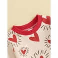 thumbnail image 4 of Infant Baby Valentines Day Jumpsuits Casual Long Sleeve Round Neck Heart Print Rompers, 4 of 7