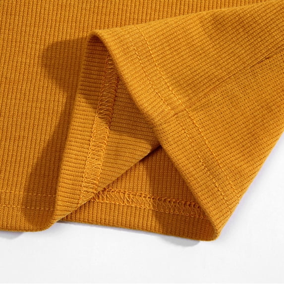 Vedolay Shirt Dress Girls Smocked Waist Soft Viscose Midi Dress Elastic Crewneck Casual Playwear Skater Dress with Pockets,Yellow 2-3 Years