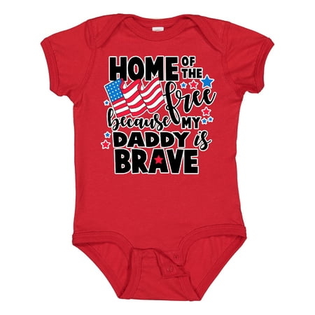 

Inktastic Home of the Free Because My Daddy is Brave with Flag Boys or Girls Baby Bodysuit
