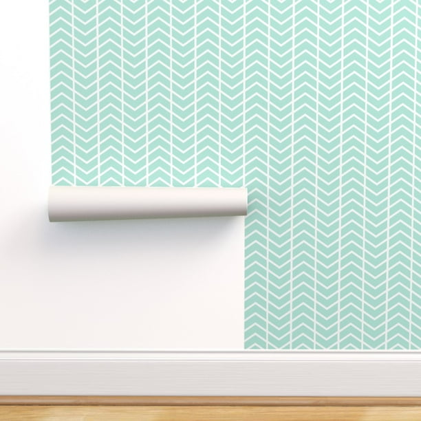 Peel-and-Stick Removable Wallpaper Blue Chevron Stripes Nursery Decor