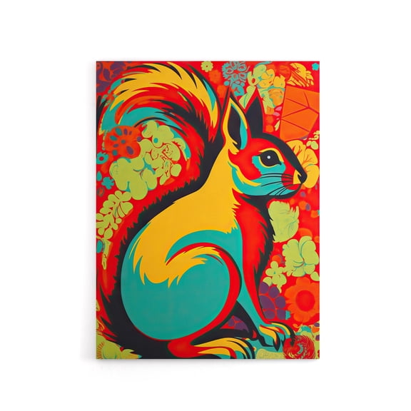 Vibrant Squirrel Colourful Abstract Canvas Wall Art Print 12X16"