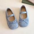 thumbnail image 4 of (15Months-7Years) Little Girls Bow Knot Suede Princess Shoes Soft Comfort Non-Slip Sole Fashion Casual Flats for Toddler Kids Blue 22, 4 of 9