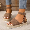 thumbnail image 4 of Caywon Womens Round Toe Dual Strap Wedge Sandals, Open Toe Thick Sole Summer Footwear, Casual Adjustable Ankle Strap Shoes, Sandalias Con Doble Correa Para Mujer, 4 of 8