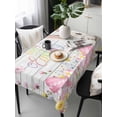 thumbnail image 2 of Happy Easter Rectangle Tablecloth, Spring Easter Bunny Eggs Floral Gray Wooden Waterproof & StainResistant Tablecloth, Washable Oil-proof Table Cover for Dining/Party/Wedding/Camping/Buffet 54x108 In, 2 of 9