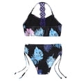 thumbnail image 5 of YiZYiF Kids Girls Floral Printed Bathing Suit Sleeveless Tops and Bottoms with Adjustable Strap Swimsuit Tropical Black 10, 5 of 7