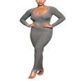 thumbnail image 1 of Robe Maxi à Manches Longues Col Carré Coupe Basse Moulante Extensible Crayon Robe Moulante Clubwear Blanc S, 1 of 6