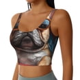 thumbnail image 2 of Fotbe French Bulldog In Sunglasses Pattern Womens' Sports Bra Longline Wirefree Padded with Medium Support Sports Moisture-Wicking Workou Vest,Tank Top-, 2 of 7