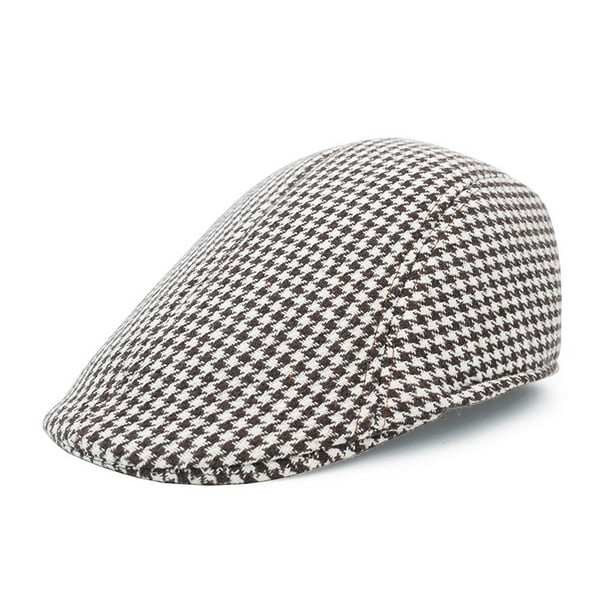 Gorra plana con estampado de pata de gallo para hombre, algodón o mezclilla