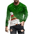 thumbnail image 2 of Blusas y camisas de manga larga y cuello redondo para hombre, informales, a la moda, con estampado navideño, cuello redondo, blusas de licra de manga larga para hombre., 2 of 5