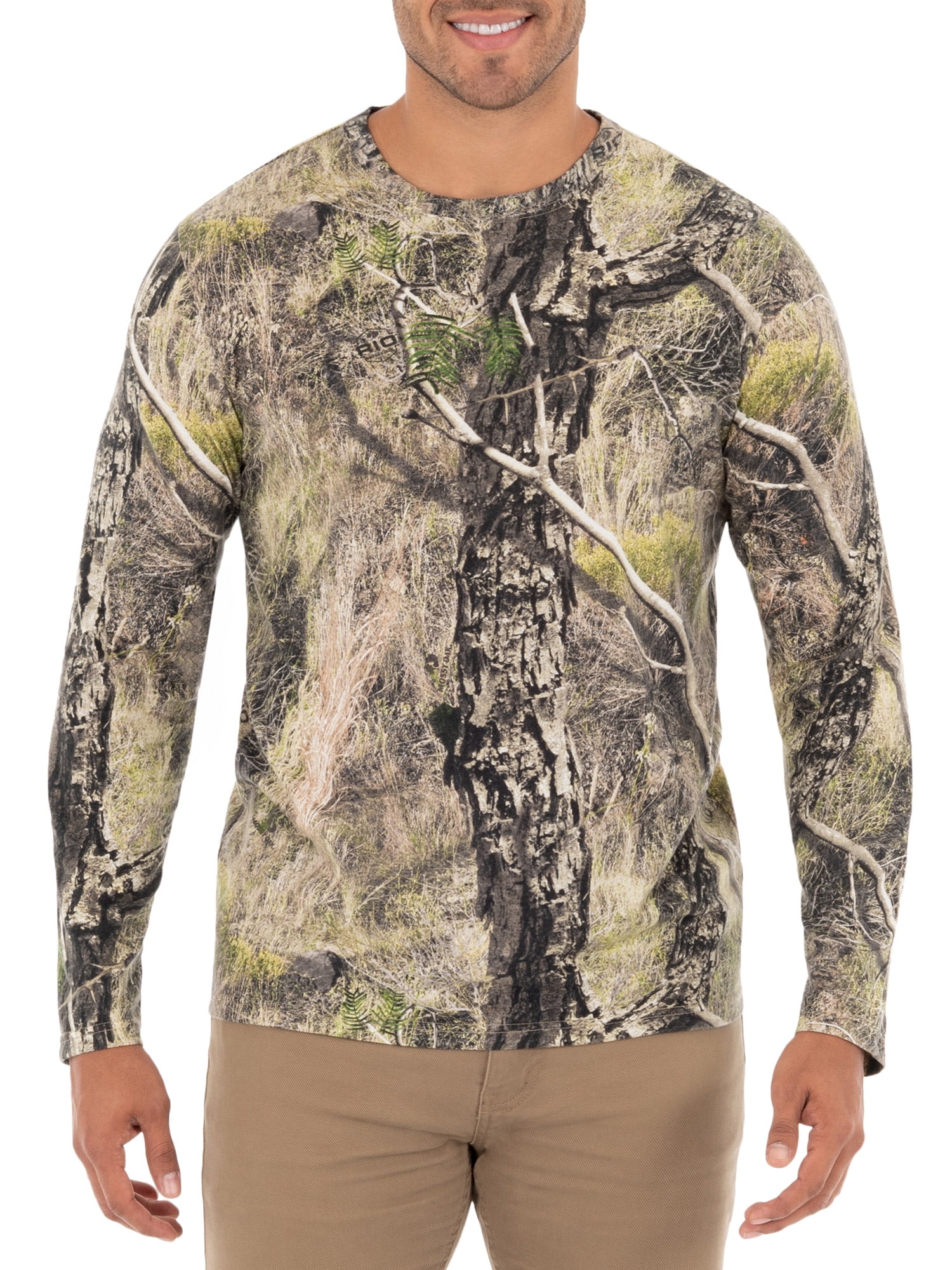 Mossy Oak Brush Men's Graphic Camo Long Sleeve Crew T-Shirt Size L 
