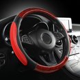 thumbnail image 3 of Funda para volante de coche, con veta de madera de durazno, para las cuatro estaciones, universal, antideslizante, de alta gama, con red de sentido, decoración roja, funda para manija, 3 of 5