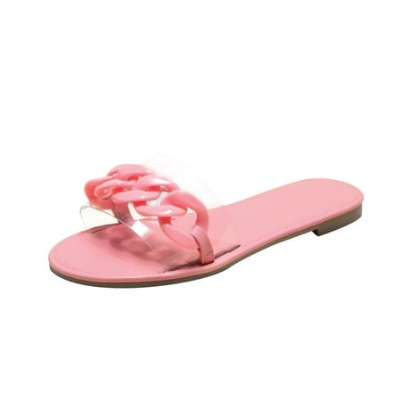 

Youmylove Women Slide Slippers Summer Ladies Fashion Casual Flat Retro Chain Slippers Shoes Sandals Stylish Female Cozy Daily Walking
