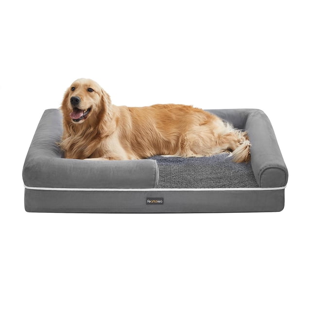 Cama Ortopédica para Perros Feandrea Gris Claro con Funda Extraíble y Lavable