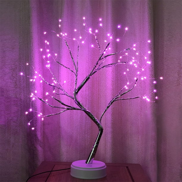 Fiudx Lámpara de Árbol Usb a Pilas, Diseño Estilo Bonsái, 108 Cuentas Led, Ramas Flexibles para Personalizar, Decoración de Mesa para El Hogar, Oficina y Sala de Estar, 0,53 M de Altura.
