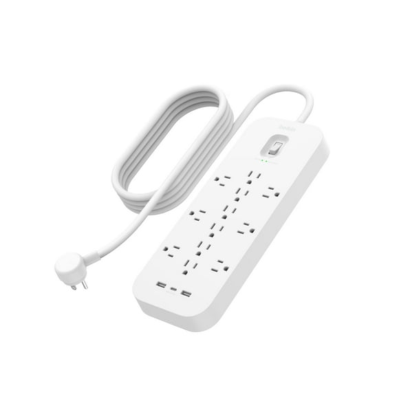 Belkin 12-Outlet Surge Protector Power Strip w/ 12 AC Outlets, 2 USB-A Ports and 1 USB-C Port, 6ft Cable, UL-listed w/ Overload & Overvoltage Protect