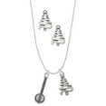 thumbnail image 1 of Delight Jewelry Silvertone Banjo Silver tone Zig Zag Christmas Tree Charm Necklace and Stud Earrings, 1 of 4