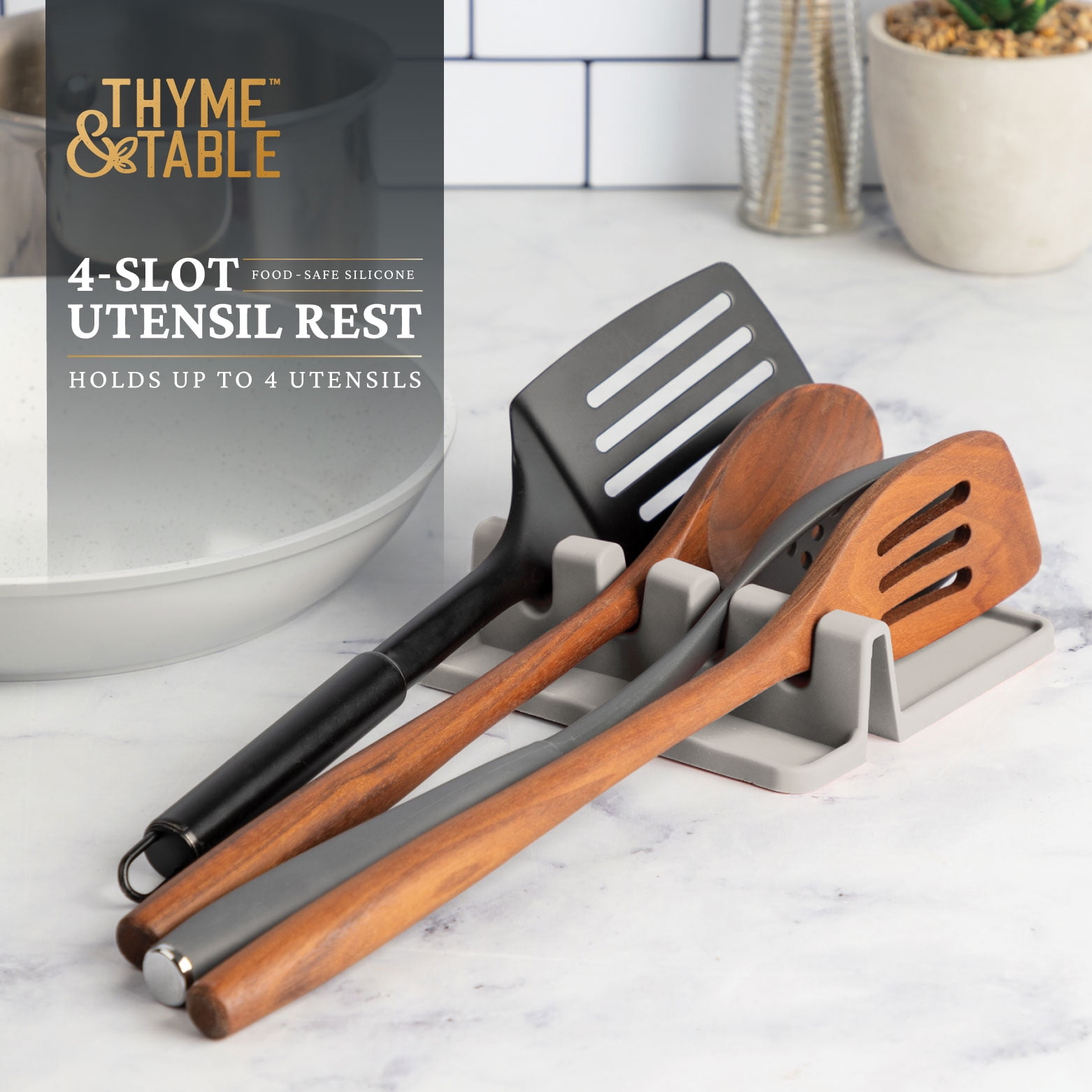 Thyme & Table 4-Slot Silicone Utensil Rest