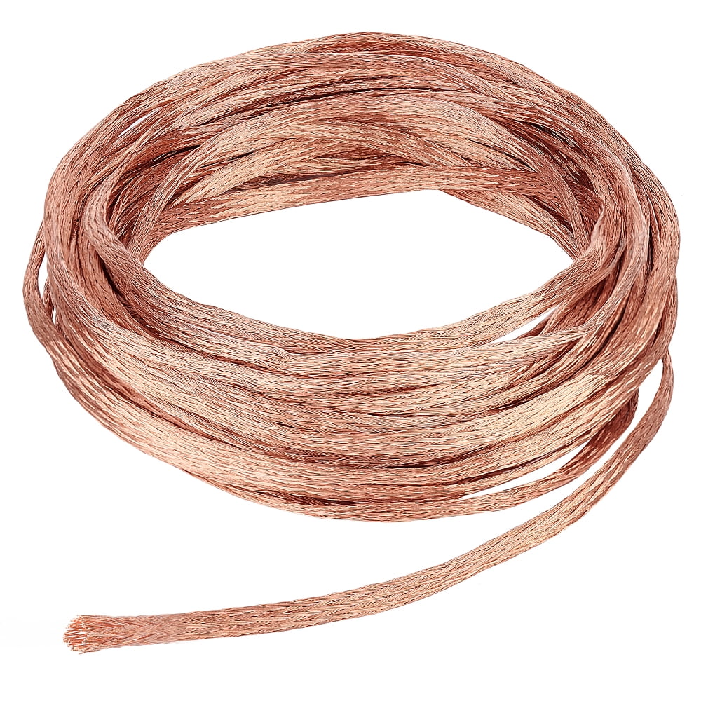 8mx3mm Flat Copper Braided Ground Strap Braided Nude Copper Wire for Grounding and Reducing
