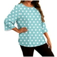 thumbnail image 2 of Gamivast Women Plus Size Tops 3/4 Sleeve Polka-Dot Graphic Cute Casual Blouse Trendy Drop Shoulder Crew Neck Blouse Loose Tunic Going Out Tee Shirts, 2 of 6