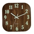 thumbnail image 1 of Reloj de pared moderno de 30 cm, de madera, silencioso, decorativo, con luz nocturna y pilas. MarrónNúmero clásico, 1 of 9