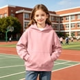 thumbnail image 5 of Besolor Toddler Kids Girls Hooded Sweatshirts Fall Winter Fleece Lined Warm Long Sleeve Pullover Tops with Pockets(12-13 Years,Pink), 5 of 6