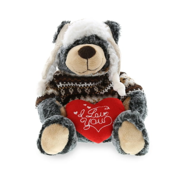 Dollibu Black Bear With Clothes I Love You Message Stuffed Animal 9 Inch, Valentines Day Gifts For Boyfriend Or Girlfriend, Teddy Bear With Heart Plush Toy For Friend Or Romantic Anniversary Gift