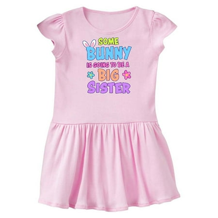 Some Bunny is Going to be a Big Sister with Bunny Ears and Flowers Toddler Dress
