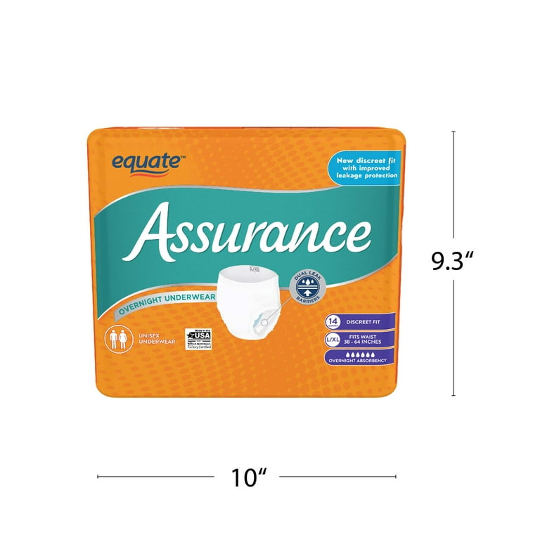 Assurance Unisex Overnight Underwear, Overnight Absorbency, L/XL, 14 Count