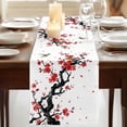 thumbnail image 3 of Red Spring Floral Table Runner, Birds Branches Watercolor Flowers Washable Cotton Linen Table Runners 72 Inches Long, Dresser Scarf Runner for Dining/Coffee/Kitchen/TV Stands/Cabinets 13''x72'', 3 of 9