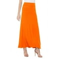 thumbnail image 3 of Moa Collection Women's Maxi Length High Waist Foldable Waistband Solid Skirt, 3 of 6