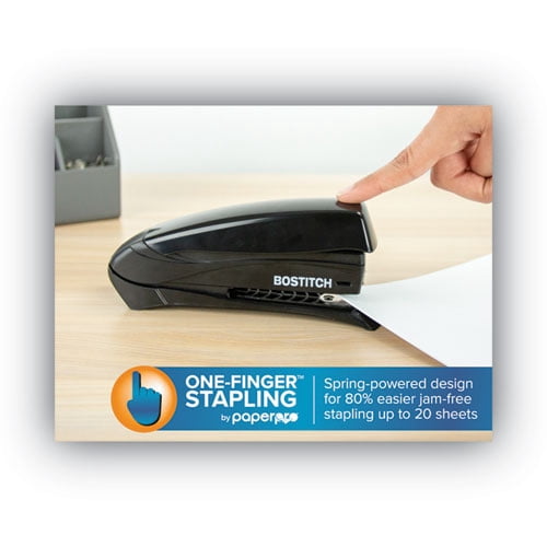 "Inspire Spring-Powered Full-Strip Stapler, 20-Sheet Capacity, Black | Bundle of 5"