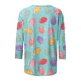 thumbnail image 5 of Savings Easter 3/4 Sleeve Round Neck Shirts Women Casual Cute Print Tee Summer Lightweight Pullover Tops (XL, Blue), 5 of 5