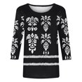 thumbnail image 3 of Cilsoka Womens Floral Print Tee Shirts Plus Size 3/4 Sleeve Tops Crew Neck Vintage Peasant Tunic Dressy Casual Tshirt Blouses, 3 of 4