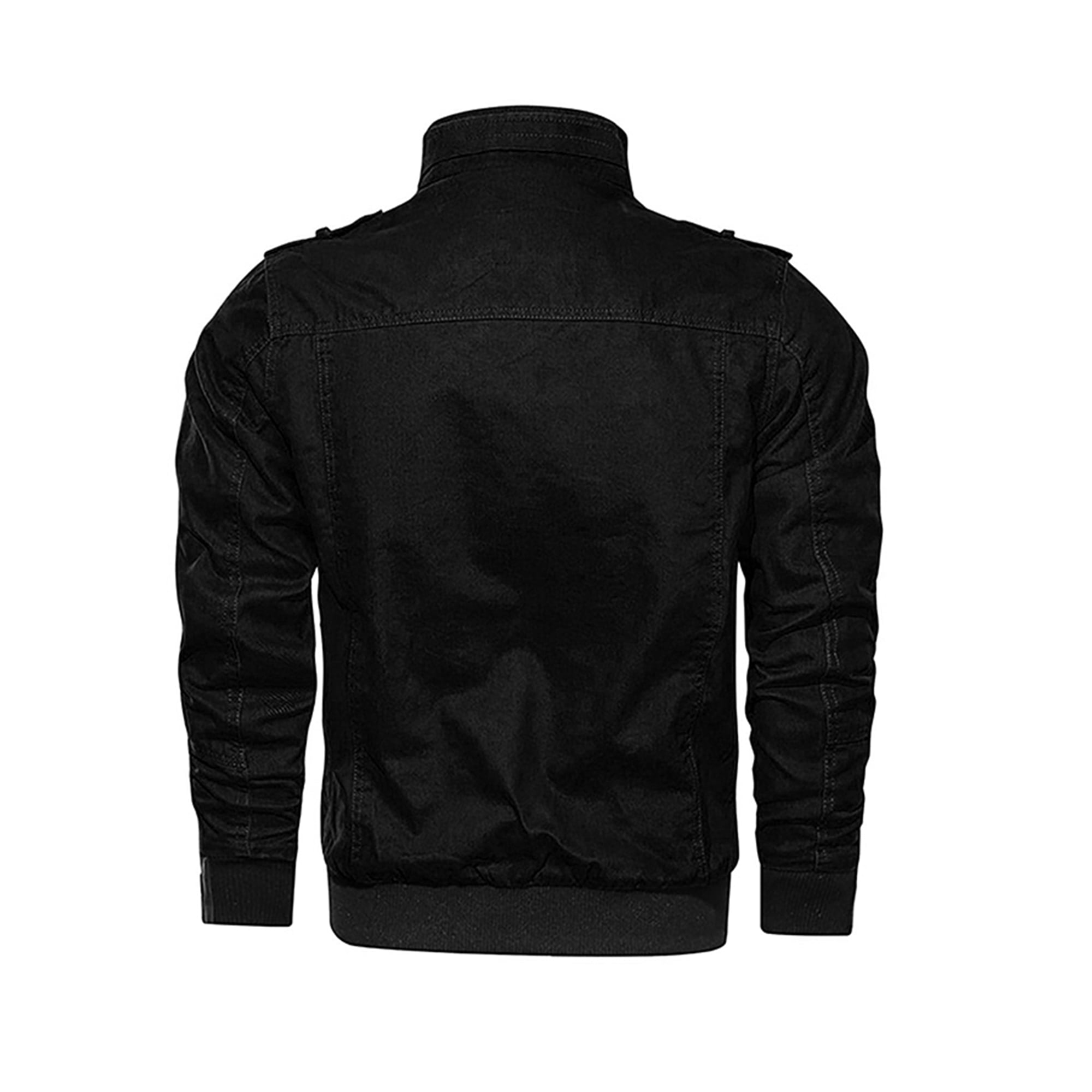 Cvlife Men Casual Bomber Jackets Multi Pockets Long Sleeve Military Jacket Fall Full Zip Fashion Outwear Black 2xl Black