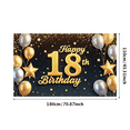 thumbnail image 2 of Gold Balloon Happy Birthday Banner Star Design Party Backdrop for 18th Birthday Celebration Indoor Decoration Event, 2 of 7