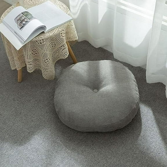 Zhuge Round Solid Floor Seat Pillows Cushions Soft Comfy Thicken Chair Pad Tatami for Meditation, Yoga, Living Room, Balcony ,Grey, 18"x18"