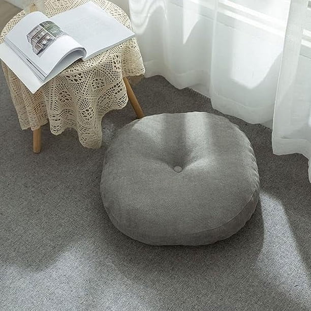 Xiao Hua Cojines redondos de suelo sólido, suaves, cómodos y gruesos, para silla, tatami, ideal para meditación, yoga, sala de estar y balcón (gris, 45 x 45 cm)