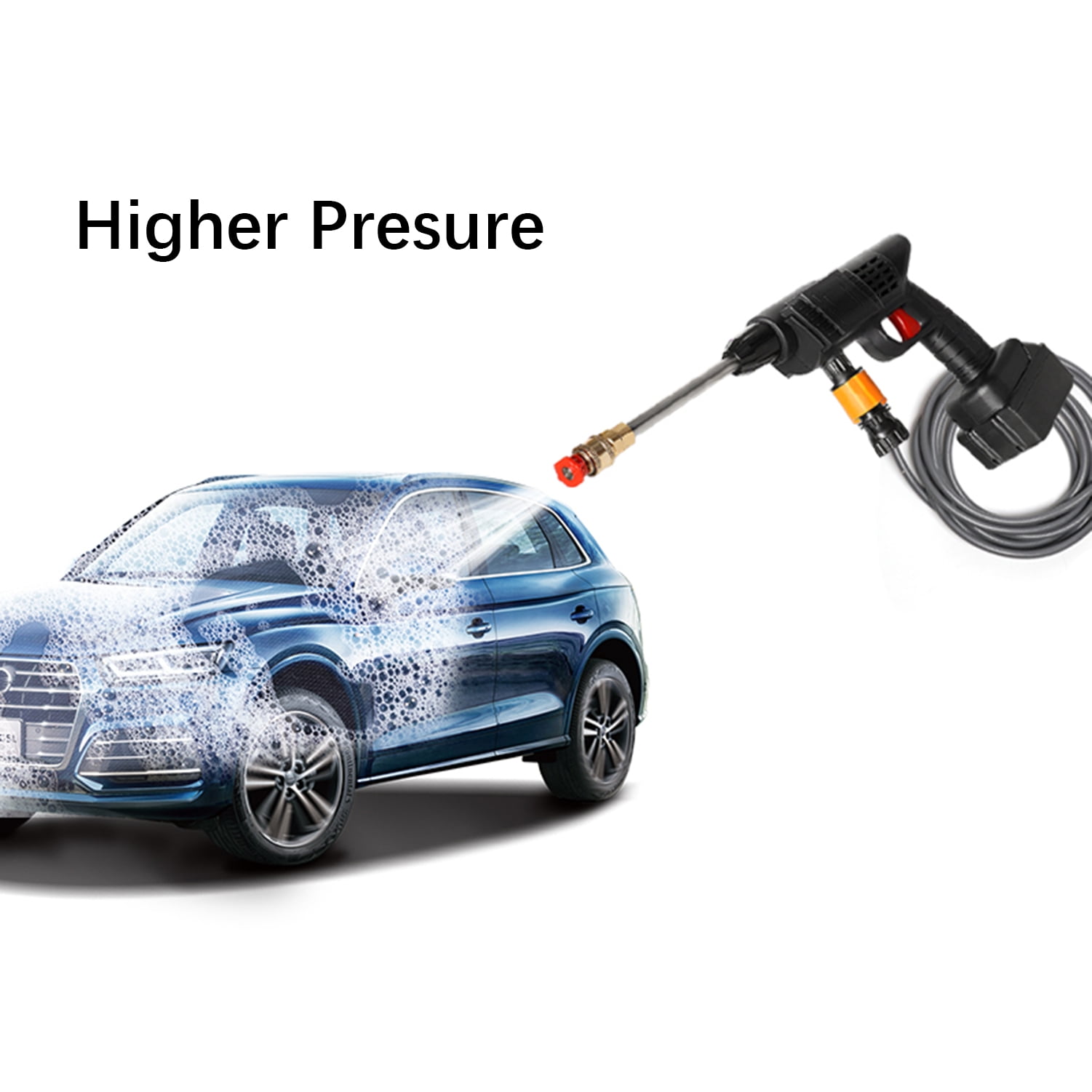Byseng Cordless Pressure Washer, 500PSI Portable Cordless Powerful Washer with 48Vh Rechargeable Battery 5m Water Pipe