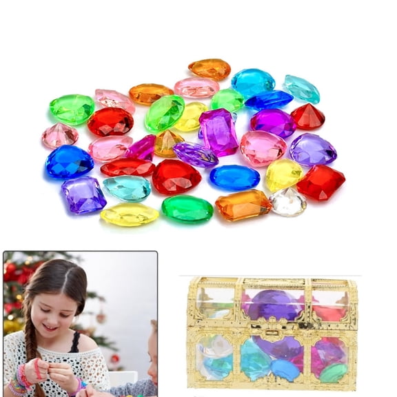 Reusable Diving Gems,QZS Diamond Gems Pool Jewelry Playset Gemstones with Treasure Boxes for Diving Games Party Favors and Decorative Props,30Pack