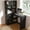 Black, variant on S-HOME Modern Ergonomic L-Shaped Computer Desk Featuring MDF Construction, Keyboard Tray And LED Lighting ,USB Charging Ports, Black
