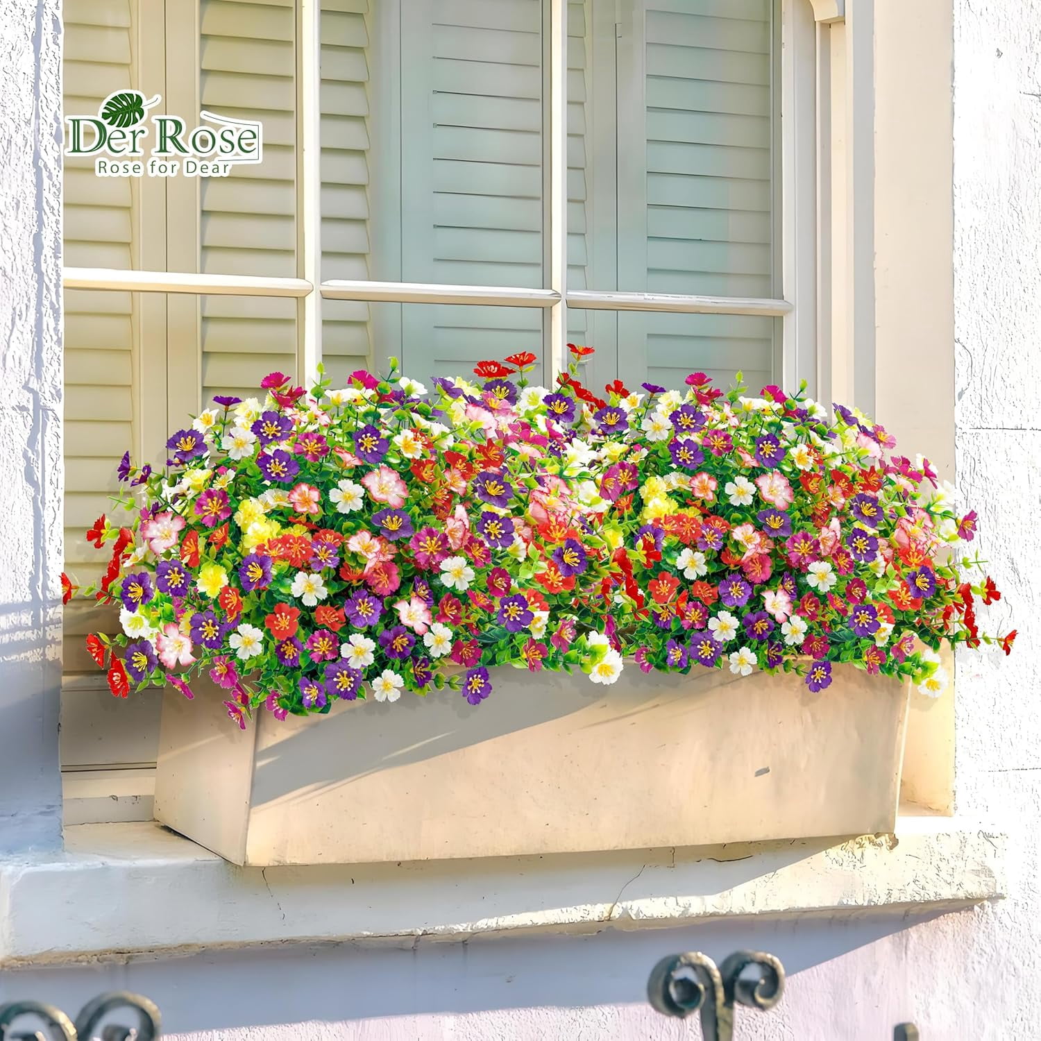 Der Rose 24 Bundles Fake Flowers Artificial Flowers Bulk Daisy for Outdoor Spring Garden Porch Farmhouse Decor