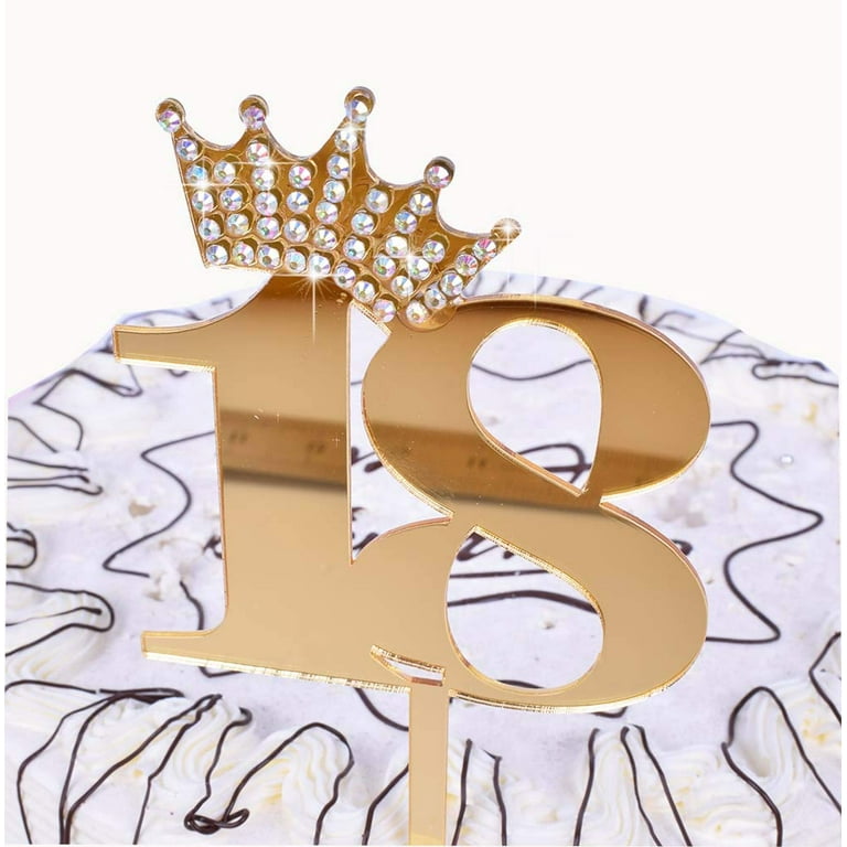 Aazon.co: Gold Glitter Happy 18th Birthday Cake Topper,Hello 18