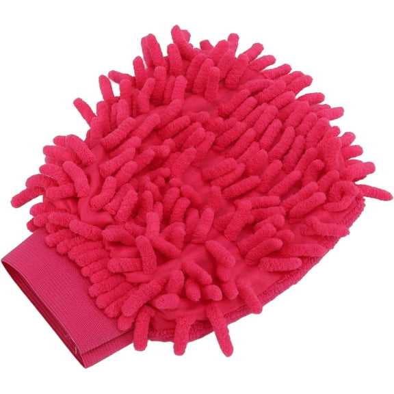 Car Wash Mitt, Scratch Free Double Sided Chenille Pink Soft Washing Glove for Interior Exterior Auto Cleaning