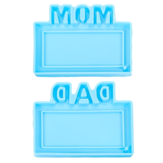 KAKOWELY 2 moldes para llaveros de Papá y Mamá, moldes de resina para marcos de fotos de silicona.