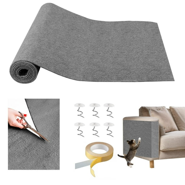 Almohadilla para rascar para gatos, disuasorio de arañazos para muebles, protector de sofá rascador para gatos de interior, incluye cinta y tornillos (78 x 15.8 pulgadas)