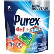 Angle View: Purex 4in1 Pacs Plus Clorox2, 15 Loads, Unit Dose Laundry Detergent