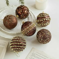 mtvxesu Brown Foam Christmas Tree Ornaments - Coffee Themed Hanging Balls With Glitter Finish For Holiday Decor