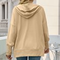thumbnail image 5 of Hooded Sweatshirts for Women Button Collar Solid Color Casual Lightweight Pullover Loose Comfy Hoodies Tops with Pockets, 5 of 5