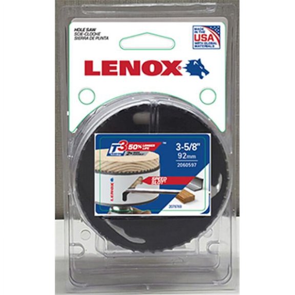 Lenox 2060599 Speed Slot Hole Saw, 2-3/8 in Dia, 1-5/8 in D Cutting, 4/6 TPI, HSS Cutting Edge